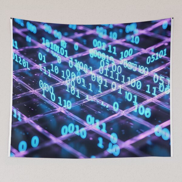 Item preview, Futuristic Glowing Blue Digital Numbers Grid Pattern (image size 7840x11680) designed and sold by Digital-Davinci.