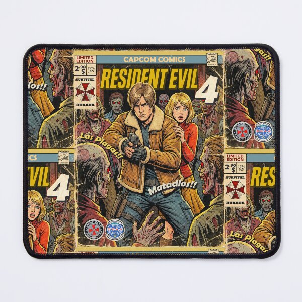 Item preview, Resident Evil 4 Leon and Ashley Comic Retro Gaming Art designed and sold by Back2Collage.