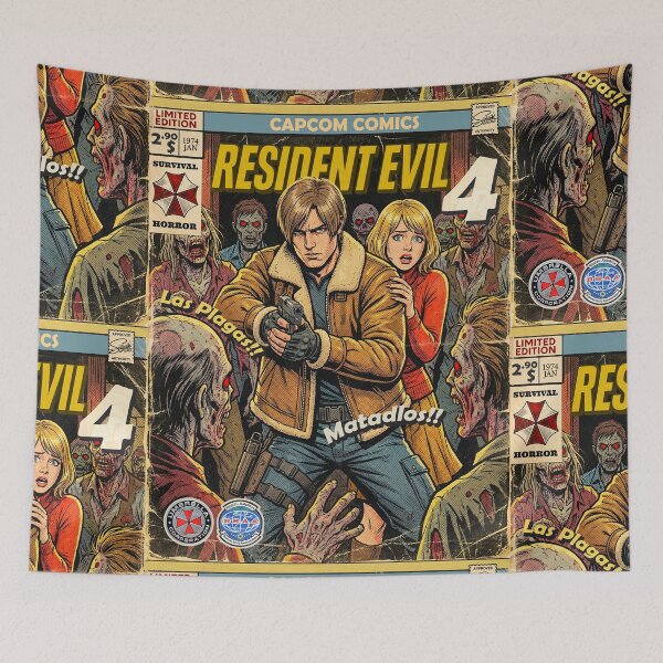 Item preview, Resident Evil 4  Leon and Ashley Comic Retro Gaming Art  designed and sold by Back2Collage.