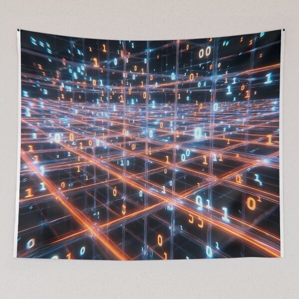 Item preview, Futuristic Digital Glowing Orange  Grid Pattern (image size 7840x11680) designed and sold by Digital-Davinci.