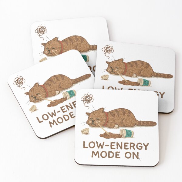 Item preview, Low-Energy Mode On – Embroidered Lazy Cat Sticker Art designed and sold by Gurjeetpixelart.