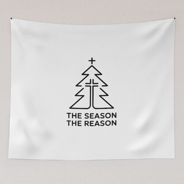 Item preview, Christmas Tree Cross Line Art – Christian Faith Xmas Catholic Design “The Season The Reason” designed and sold by WSPrintCrafter.