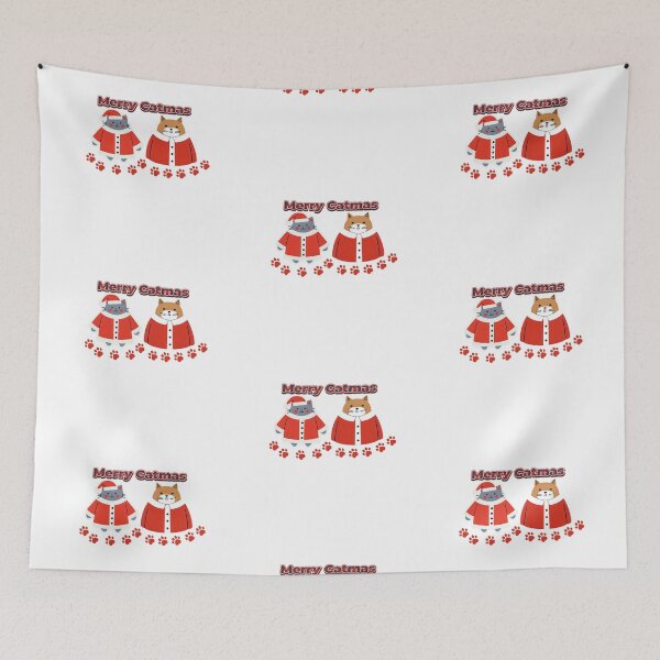 Item preview, Merry Catmas - Festive Holiday Art for Cat Lovers designed and sold by QuirkieCrafts.