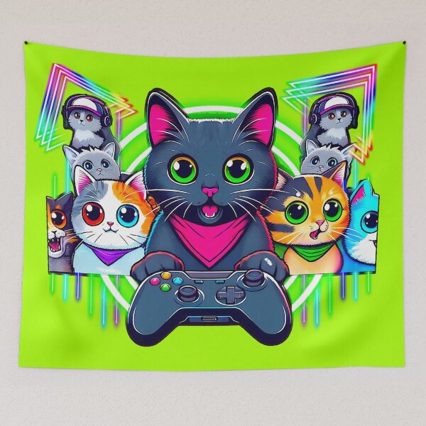Item preview, Neon Gamer Cats Cut-Out designed and sold by IsotonicLunarCat.