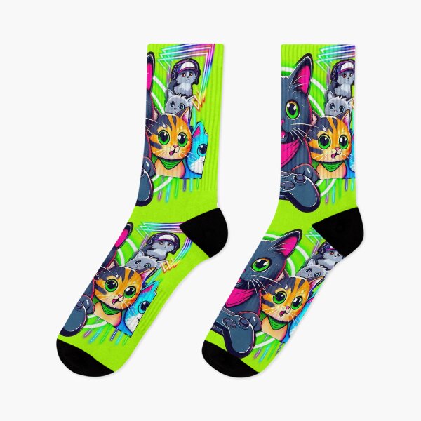 Item preview, Neon Gamer Cats Cut-Out designed and sold by IsotonicLunarCat.