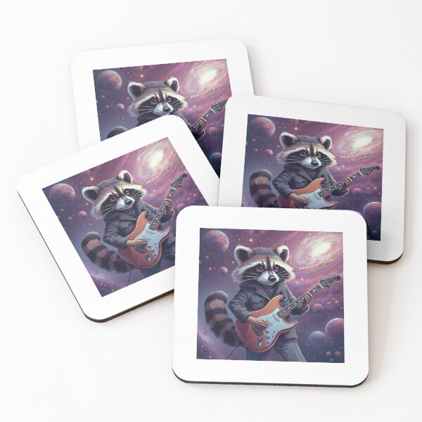 Item preview, Cosmic Raccoon Rocking the Galaxy – Space Guitar Astronaut Art designed and sold by Fouziaart08.