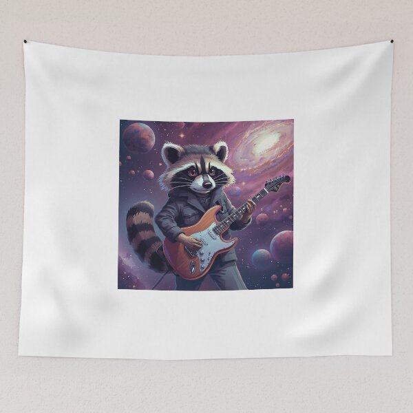 Item preview, Cosmic Raccoon Rocking the Galaxy – Space Guitar Astronaut Art designed and sold by Fouziaart08.