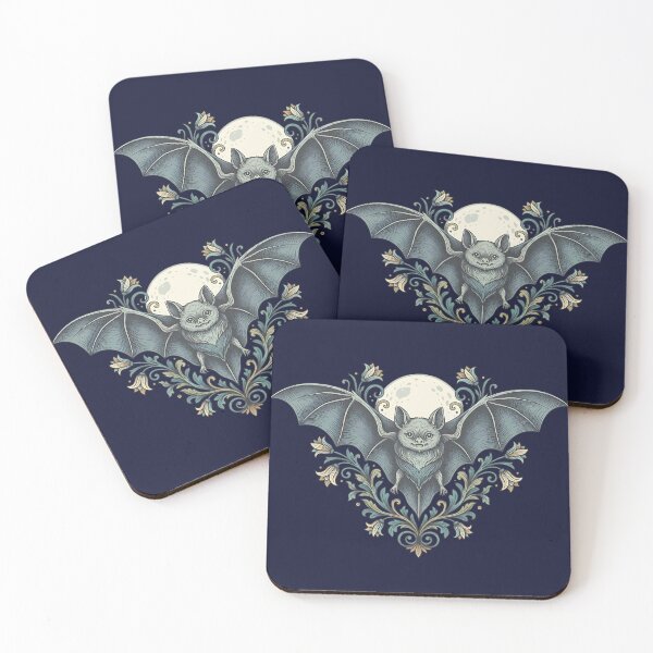 Item preview, Vintage Moonlit Bat With Night Blooms   designed and sold by BirdsnStuff.