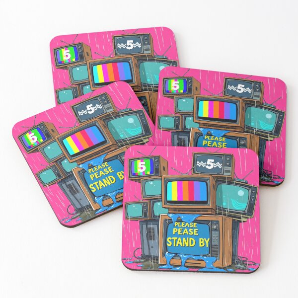 Item preview, Retro TV Stack Pop Art - Vintage Television Wall Hot Pink designed and sold by Cine8.