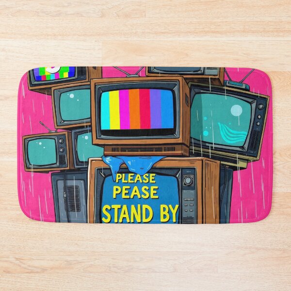 Item preview, Retro TV Stack Pop Art - Vintage Television Wall Hot Pink designed and sold by Cine8.