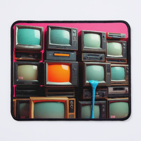 Item preview, Retro TV Stack Pop Art - Vintage Television Wall Hot Pink designed and sold by Cine8.