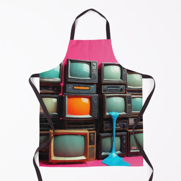 Item preview, Retro TV Stack Pop Art - Vintage Television Wall Hot Pink designed and sold by Cine8.
