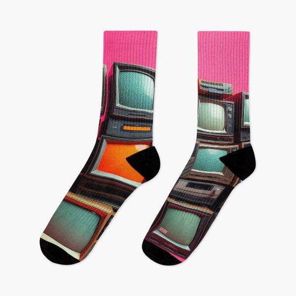 Item preview, Retro TV Stack Pop Art - Vintage Television Wall Hot Pink designed and sold by Cine8.