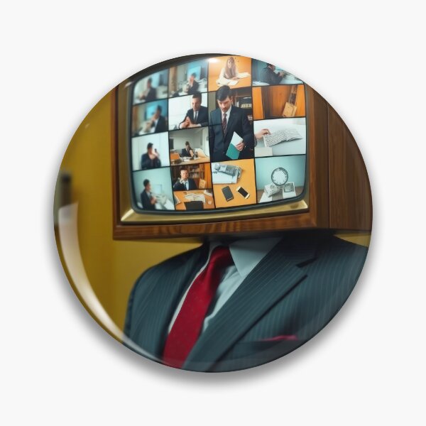 Item preview, Hypnotic TV Head Red Suit - Surreal Retro Television Portrait designed and sold by Cine8.