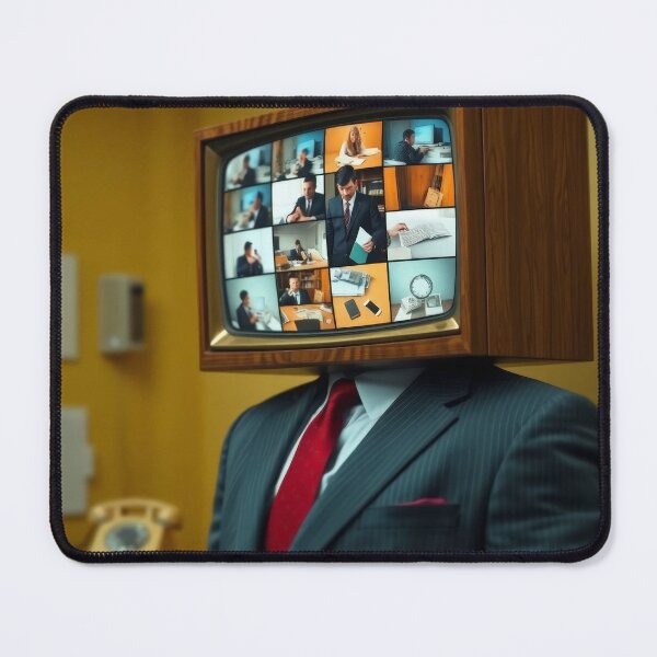 Item preview, Hypnotic TV Head Red Suit - Surreal Retro Television Portrait designed and sold by Cine8.
