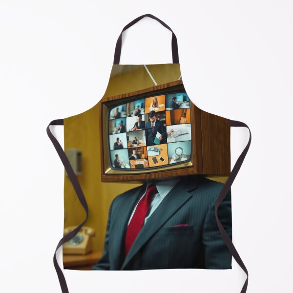 Item preview, Hypnotic TV Head Red Suit - Surreal Retro Television Portrait designed and sold by Cine8.