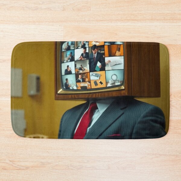 Item preview, Hypnotic TV Head Red Suit - Surreal Retro Television Portrait designed and sold by Cine8.
