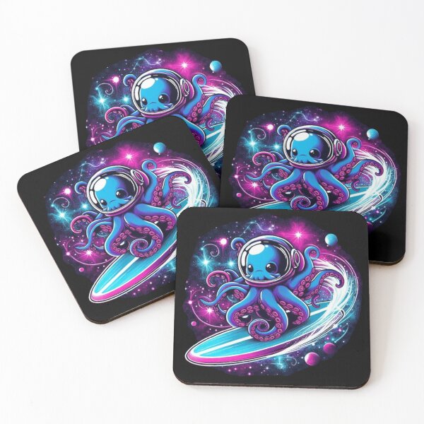 Item preview, Cosmic Octopus Astronaut – Neon Space Surf Art  Alternatif başlıklar: designed and sold by Dogandesighn.