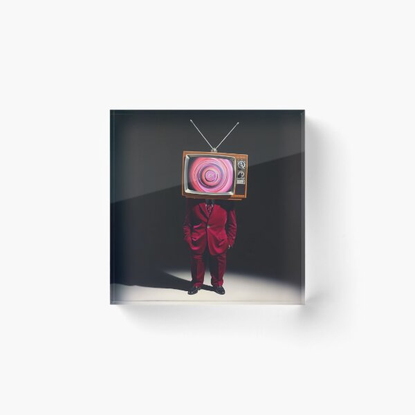 Item preview, Hypnotic TV Head Red Suit - Surreal Retro Television Portrait designed and sold by Cine8.