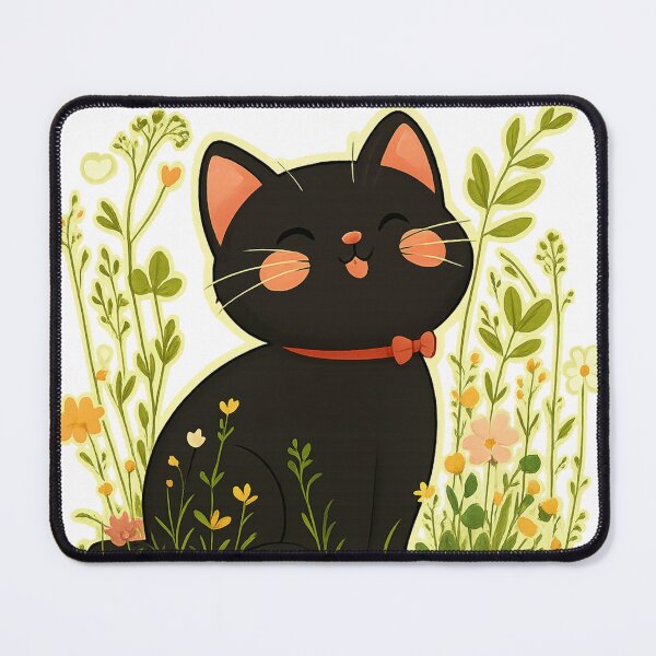 Item preview, Charming Black Cat with Flower Garden designed and sold by Cat-loveparttime.