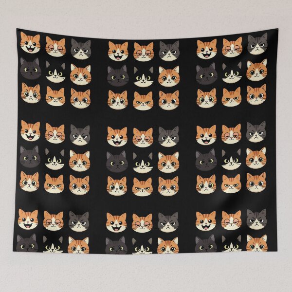 Item preview, Cute Tabby & Black Cat faces designed and sold by GrumpySableye.