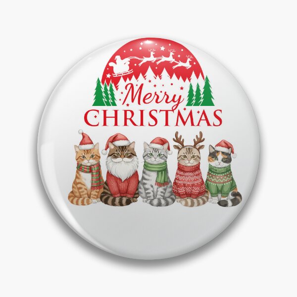 Item preview, Merry Christmas Cats in Santa Hats – Cute Festive Holiday Cat Illustration designed and sold by Fouziaart08.