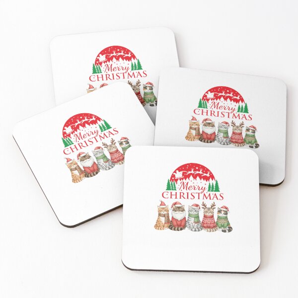 Item preview, Merry Christmas Cats in Santa Hats – Cute Festive Holiday Cat Illustration designed and sold by Fouziaart08.