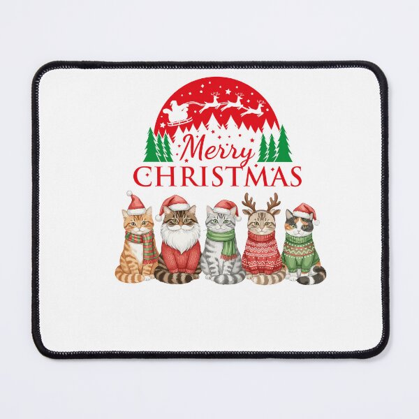 Item preview, Merry Christmas Cats in Santa Hats – Cute Festive Holiday Cat Illustration designed and sold by Fouziaart08.