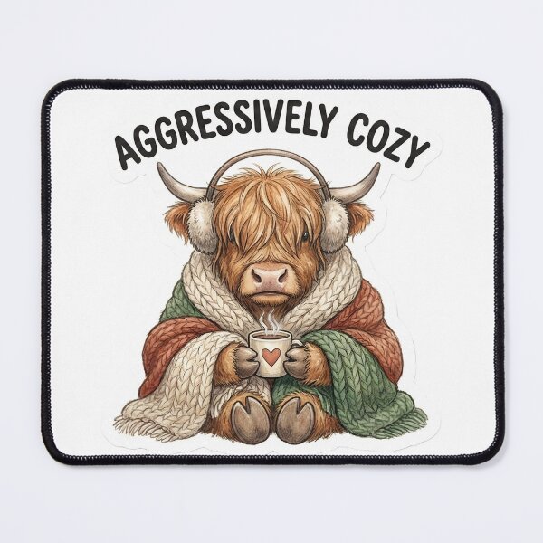 Item preview, Aggressively Cozy Fluffy Highland Cow Winter designed and sold by StickyGuys.