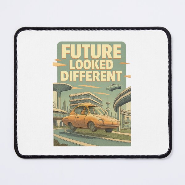 Item preview, Retro Futuristic Flying Car Skyline “Future Looked Different” designed and sold by MKreative Studio.