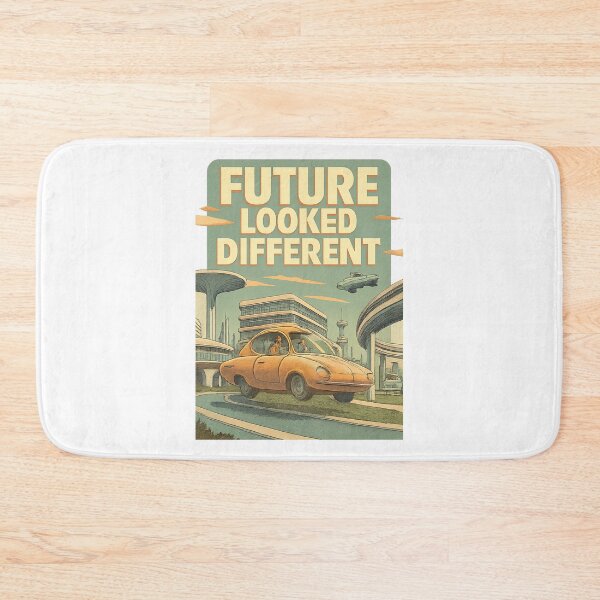 Item preview, Retro Futuristic Flying Car Skyline “Future Looked Different” designed and sold by MKreative Studio.