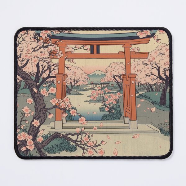 Item preview, Japanese Cherry Blossom Ukiyo-e Art | Sakura Garden Woodblock Print Style Hiroshige Hokusai Inspired designed and sold by Vandy Fullam.