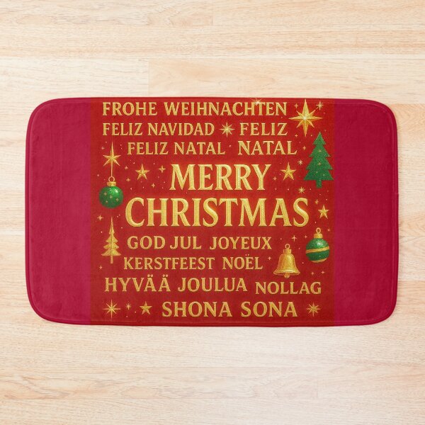 Item preview, Merry Christmas Around the World – Bright Metallic Multilingual Holiday Design designed and sold by Sybille-Yates.