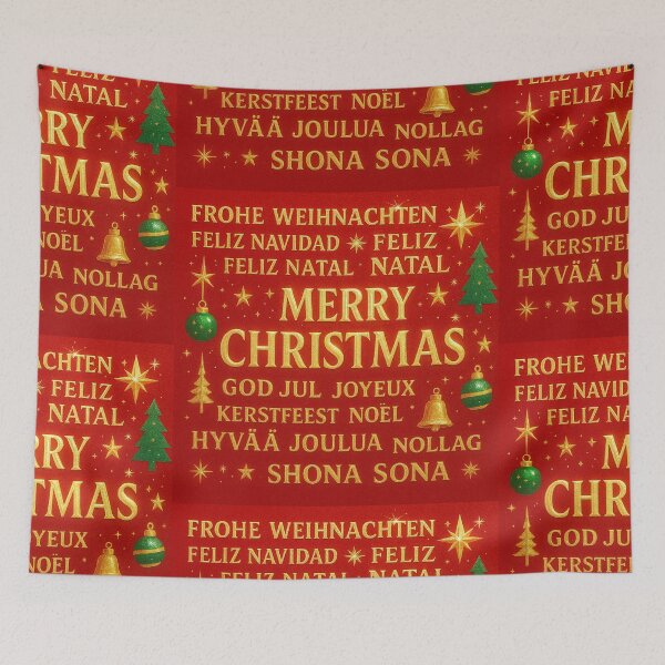 Item preview, Merry Christmas Around the World – Bright Metallic Multilingual Holiday Design designed and sold by Sybille-Yates.