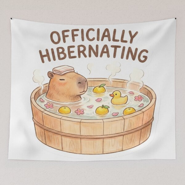 Item preview, Cozy Capybara Spa Day "Officially Hibernating" designed and sold by StickyGuys.