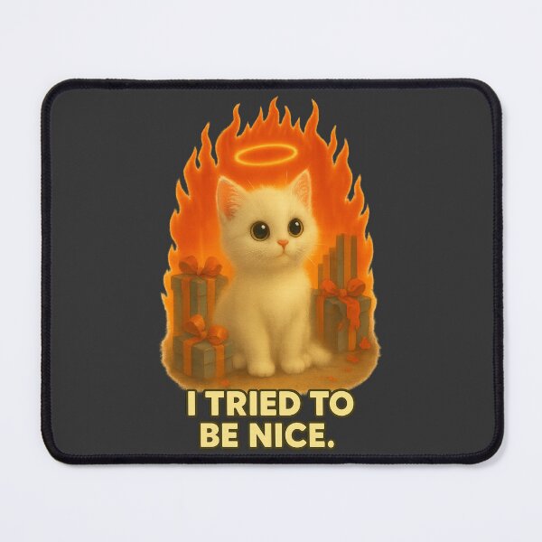 Item preview, I Tried To Be Nice – Cute Angel Cat Holiday Meme designed and sold by MagicMeow1.