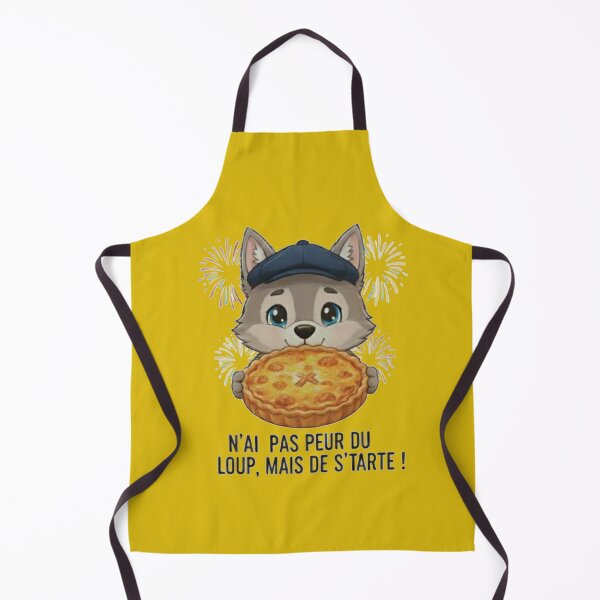 Item preview, I'M NOT AFRAID OF THE WOLF, BUT OF THE PIE - Humorous Ch'ti Apron designed and sold by CHTIMUG.