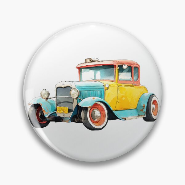Artikelvorschau, Vintage-Illustration eines klassischen Autos – farbenfrohe Retro-Hot-Rod-Kunst entworfen und verkauft von DesignArtist.ia.