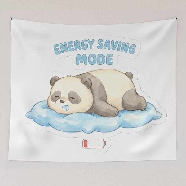 Item preview, Funny Panda "Energy Saving Mode" Cozy Winter designed and sold by StickyGuys.