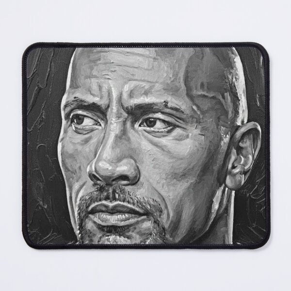 Item preview, Monochrome Action Hero Portrait Art | Bald Head Goatee Painting | Intense Gaze Fitness Icon designed and sold by Art's Diner.