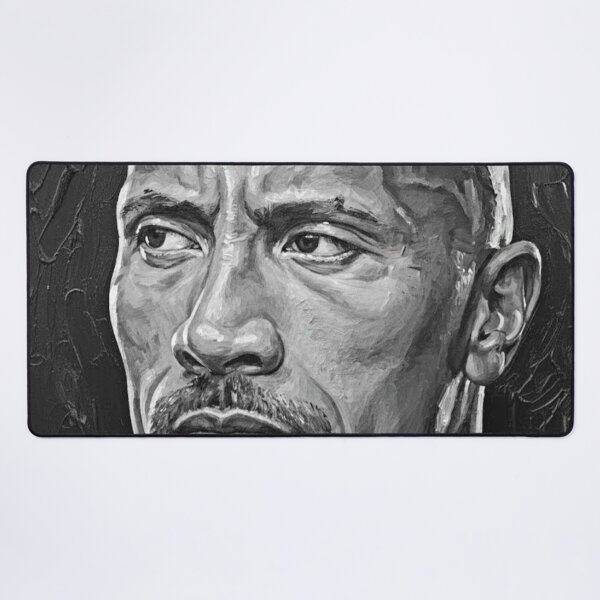 Item preview, Monochrome Action Hero Portrait Art | Bald Head Goatee Painting | Intense Gaze Fitness Icon designed and sold by Art's Diner.