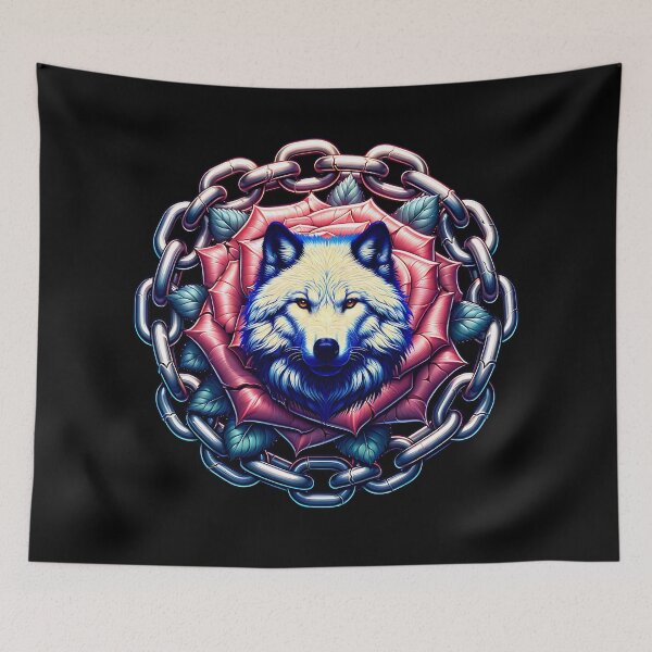 Item preview, Mystical wolf in roses with chains designed and sold by ReneMM.