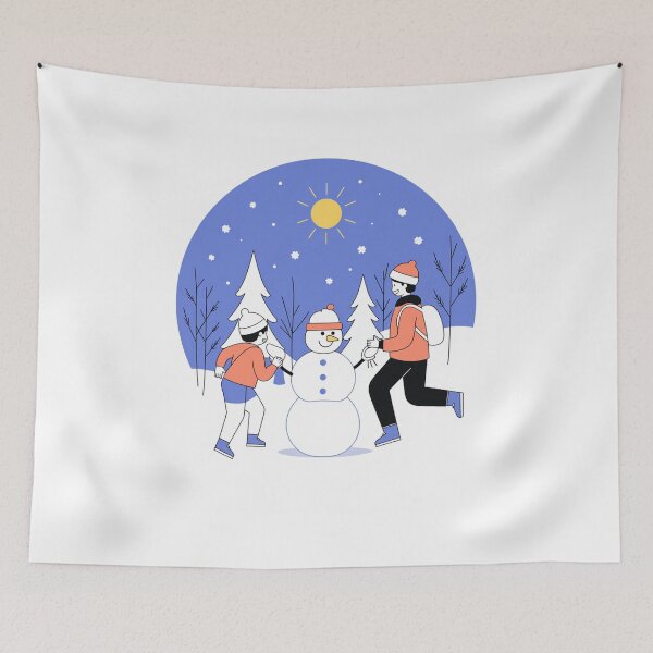 Item preview, Winter Fun with Family – Building a Snowman Illustration designed and sold by civotajim.