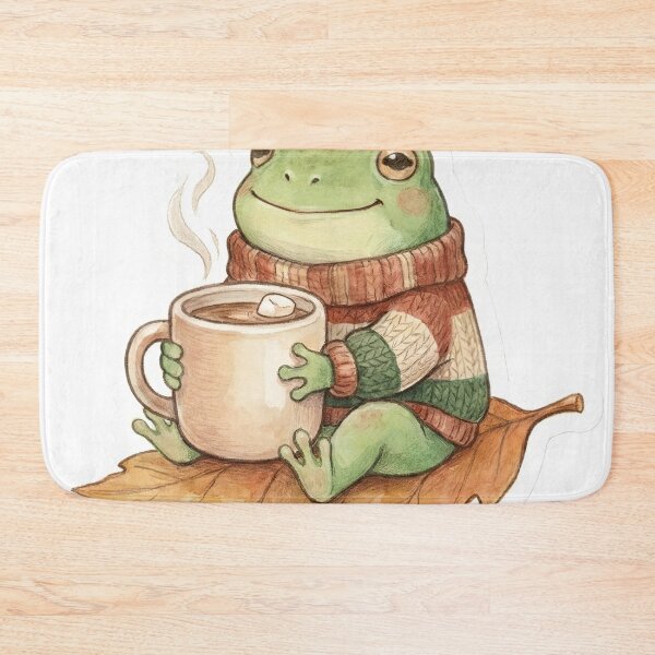 Item preview, Cozy Frog in Chunky Sweater Drinking Hot Cocoa designed and sold by StickyGuys.
