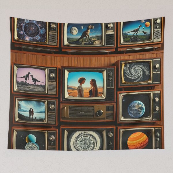Item preview, Retro Sci-Fi TV Gallery - Vintage Television Art Grid Painting designed and sold by Cine8.