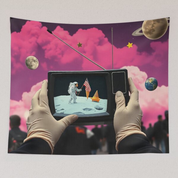 Item preview, Moon Landing TV Dreams - Retro Portable Television Surreal Collage designed and sold by Cine8.