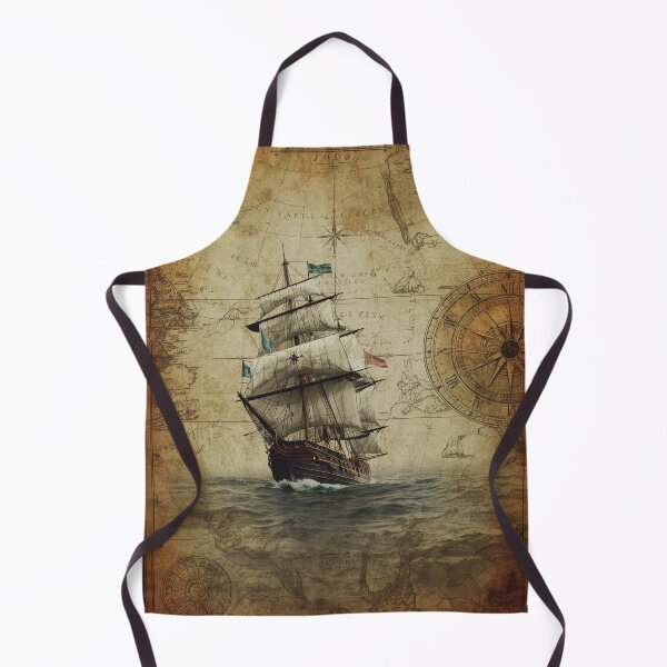 Item preview, Vintage Pirate Ship & Old Nautical Map – Classic Sailing Artwork designed and sold by Mythic Tide.