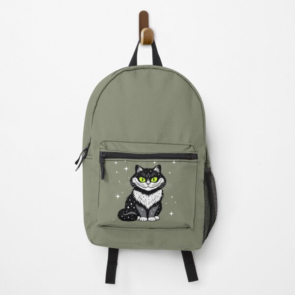 Item preview, Kids Magical Grinning Black Cat Glowing Green Eyes Sparkling Stars designed and sold by SilentPowerArt.