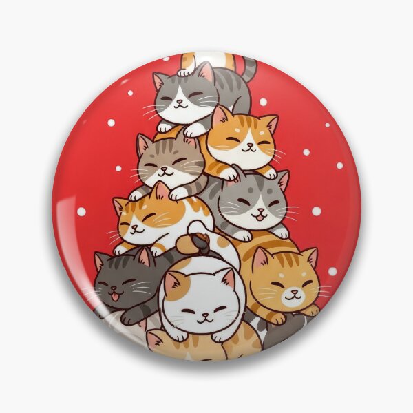 Item preview, Kawaii Cat Pile Christmas Tree - Cute Kitten Stacker designed and sold by Mikhail Palinchak.
