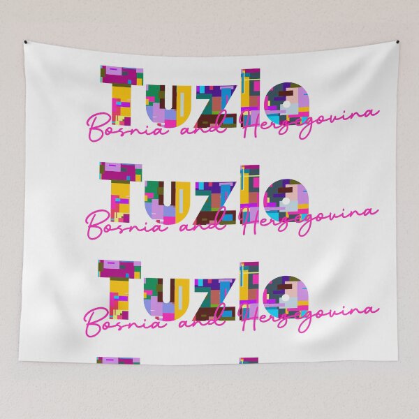 Item preview, Tuzla, Bosnia and Herzegovina, Vibrant Abstract City Typography Art designed and sold by Wanderful-roads.